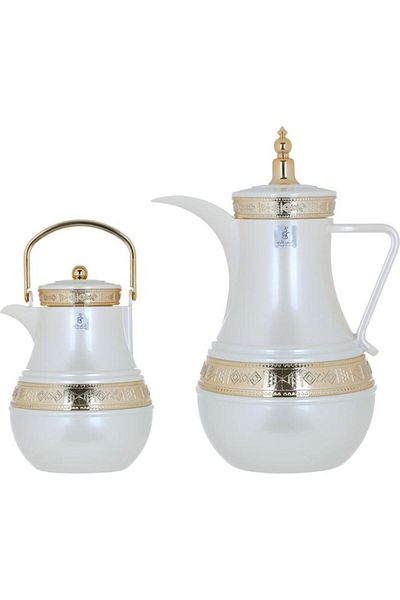 ALSAIF Amal Plastic Thermos Set 1 0.75 L Gilded 2 Pieces Pearl