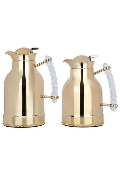 ALSAIF Farida Stainless Steel Thermos Set 2 Pieces 0.7 / 1 Liter Gold