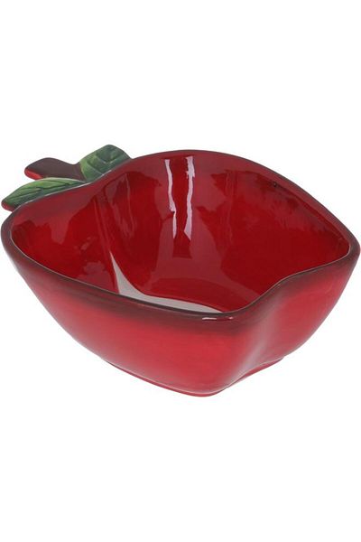 ALSAIF Porcelain Salad Bowl 6.8 X 14.7 X 19.1 Cm Apple Shape Red