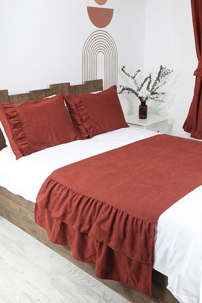cotton maison Poly Bed Runner Set Frilly 80X220 cm