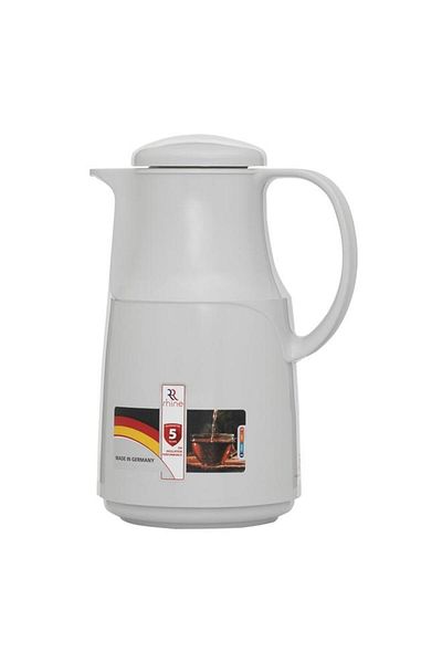 ALSAIF Stone Plastic Thermos 1 Liter Ribbed Light Grey