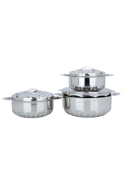 ALSAIF Steel Food Containers Set 3 Pieces Silver