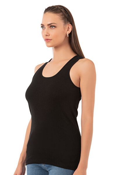 ÖZKAN underwear Özkan 0111 Pack of 6 Women's 100% Cotton Ribbed Flexible Comfortable Ribbed Thick Strap Knitted Undershirt