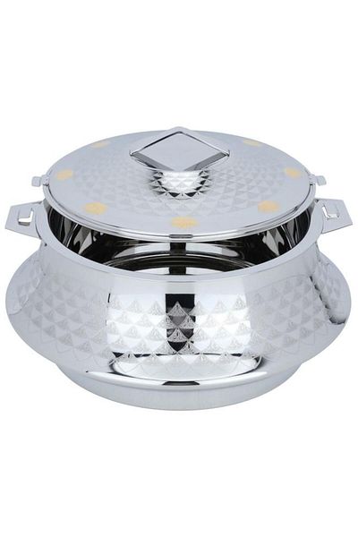 ALSAIF Ashwaq Steel Food Container 7500 Ml Indian Gold Silver Pattern