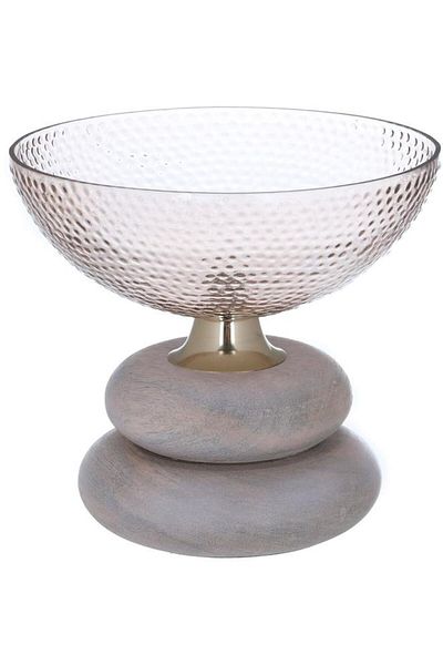 ALSAIF Glass Dessert Stand 20 X 19 X 20 Cm With Base Transparent Brown