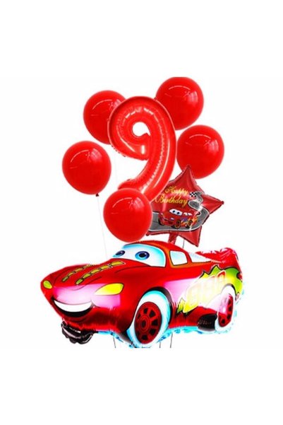 Generic Brand Rönesans Red Car Star Foil Balloon Set Age 9