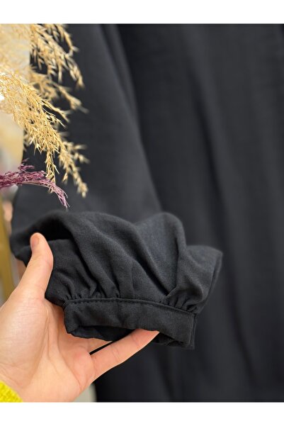 Ebrar Store Black Nuran Brit Button Blouse - Bn4232