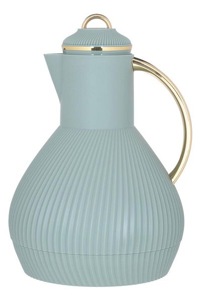 ALSAIF Alia Plastic Thermos 1 Liter Gold Handle Dark Green