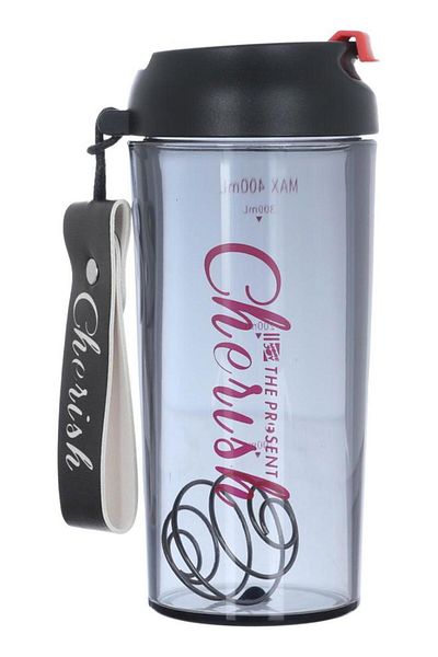 ALSAIF So Plastic Sports Water Bottle With Hand Strap 400 Ml Black
