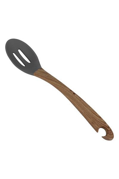 ALSAIF Silicone Serving Spoon With Wooden Handle Gray
