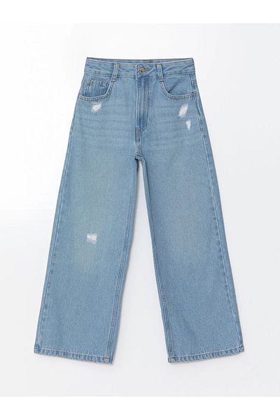 LC Waikiki Lcw Kids Girl's Jeans Trousers with Adjustable Elastic Waist