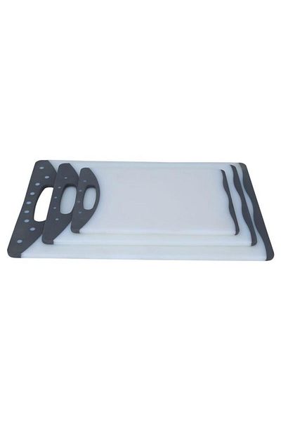 ALSAIF Plastic Cutting Boards Set Rectangular With Black Edge 3 Pieces White