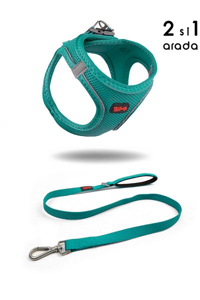 Tailpetz Green Cat Dog Air-Mesh Chest Collar and Travel Shipping Strap Set - 2 in 1