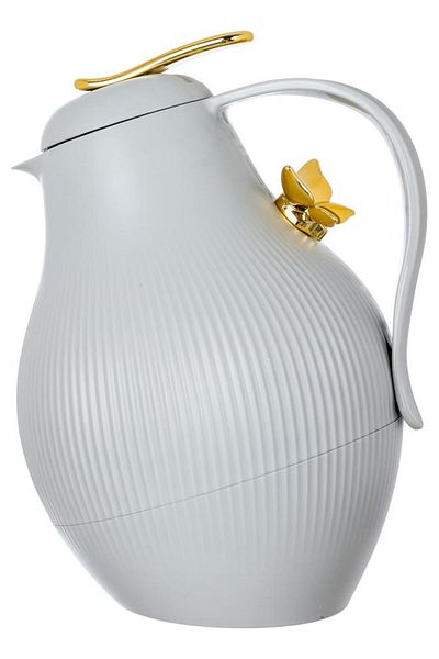 ALSAIF Dora Plastic Thermos 1.5 Liters With A Gold Light Gray Butterfly
