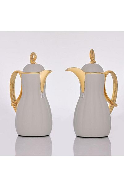 ALSAIF Arwa Steel Thermos Set 2 Pieces 1/1 Liter Light Grey