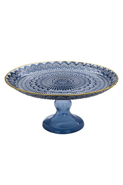ALSAIF Glass Serving Stand 21 Cm Blue