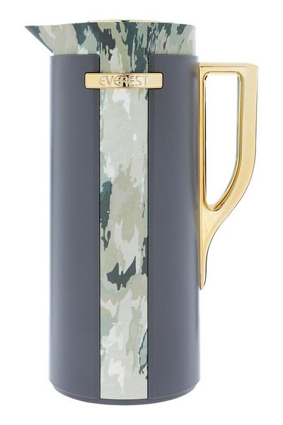 ALSAIF Widad Plastic Thermos 1 Liter Wooded Pattern Dark Grey