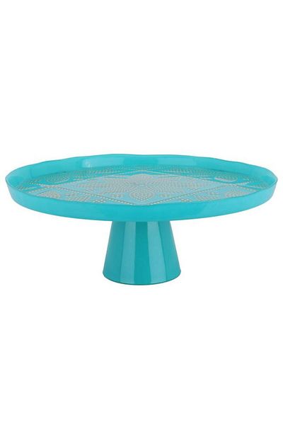 ALSAIF Glass Serving Stand 32X32X12 Cm Turquoise