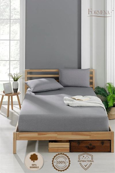 Formeya Spannbettlaken aus 100 % Baumwolle, für Einzel-/Doppelbett, gekämmtes Spannbettlaken