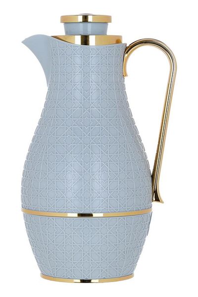 ALSAIF Plastic Thermos Set 1+1 Liter 2 Pieces Light Grey