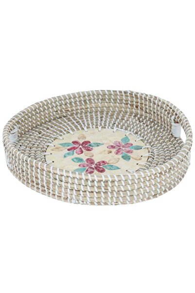 ALSAIF Wicker Serving Tofir 36 X 36 X 8 Cm Round Beige White