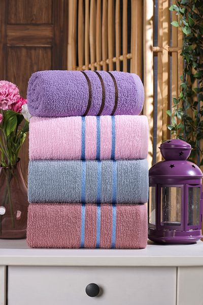 MARLA HOME Velvona Set of 4 Hand-Face Towels |   100% Cotton |   50X90 cm |   Dark Colors