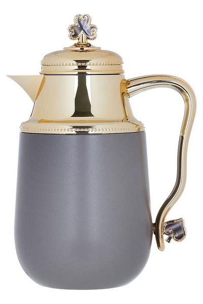 ALSAIF Fatima Plastic Thermos Set 1/0.7 Liter Gold 2 Pieces Cappuccino