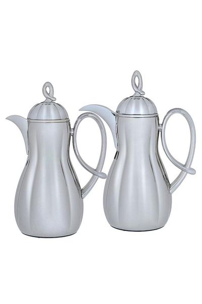 ALSAIF Thermal Glass Thermos Set 2 Pieces 0.7/1 Liter Silver