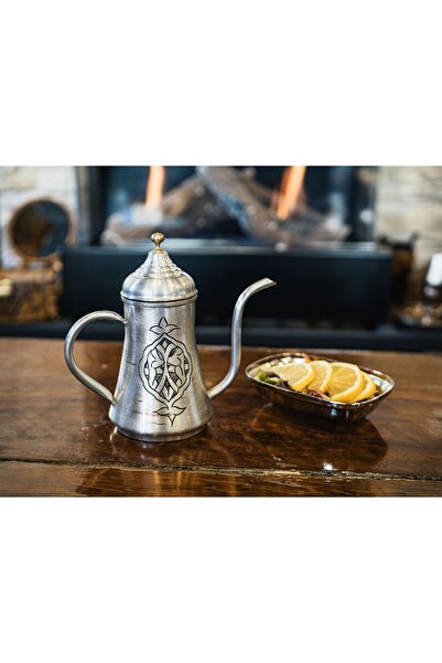 Bakır Concept وعاء زيت نحاسي أصيل مطرز موديل فضي اللون رقم: 1