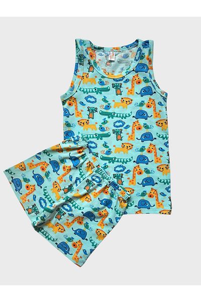 elmas kids Set boxer pentru băiat, din bumbac, verde apă, cu model Safari