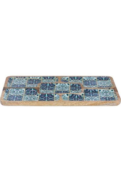 ALSAIF Wooden Serving Plate 15 X 9 X 0.6 Cm Rectangular Multi Colored
