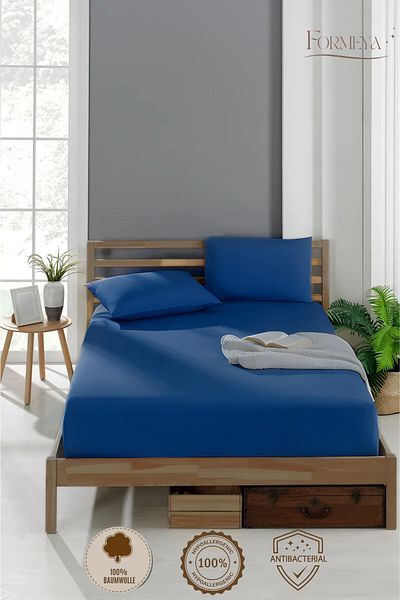Formeya Spannbettlaken aus 100 % Baumwolle, für Einzel-/Doppelbett, gekämmtes Spannbettlaken