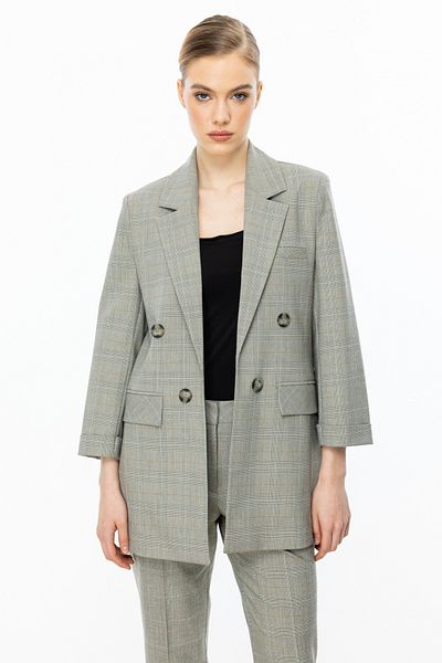 Ekol Double Sleeve Plaid Jacket