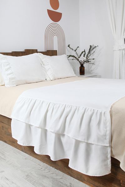 cotton maison Poly Bed Runner Set Frilly 80X220 cm
