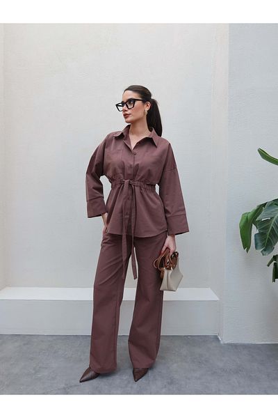 ESRAHELVACI Tie Waist Shirt Pants Set