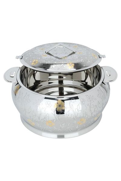 ALSAIF Steel Food Container 5 Liter Embossed Silver