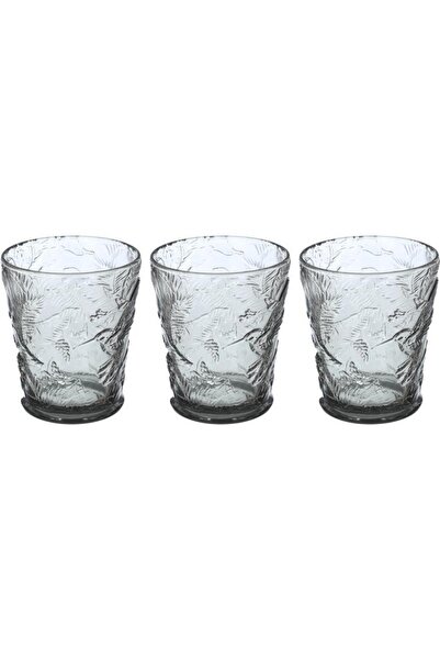 ALSAIF Glass Cups Set 3 Pieces Transparent Grey