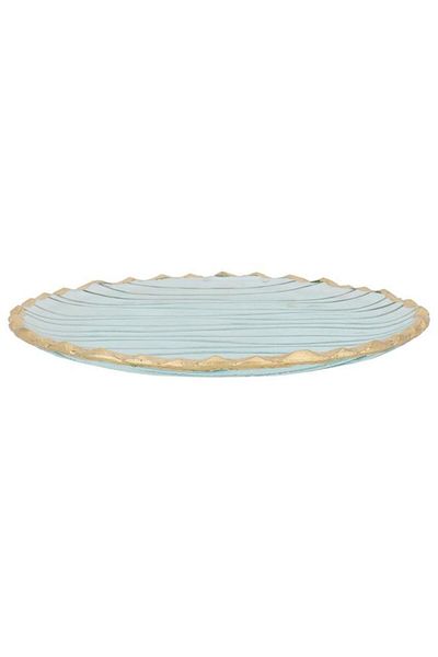ALSAIF Glass Plate 1.6 X 21 Cm Round With Gold Rim Small Transparent