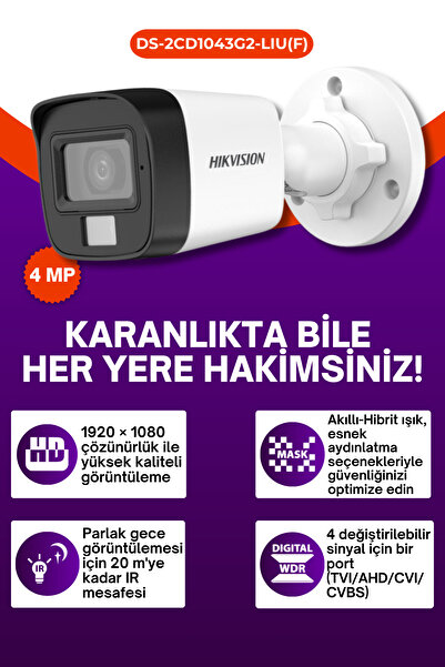 Store DS-2CE16D0T-EXLPF 2mp Akıllı Hibrit Işıklı Sabit Lens Bullet Kamera