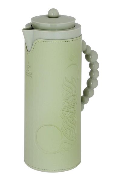 ALSAIF Royal 7 Glass Thermos 1 Liter Plastic Body With Leather Cover Green