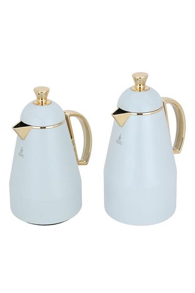 ALSAIF Ruwaida Steel Thermos Set 2 Pieces 0.7/1 Liter White