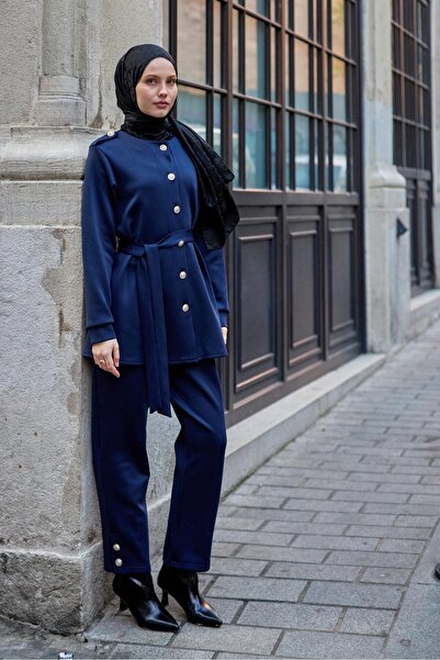 LOCCO Синій жіночий комплект - з аполетами та поясом