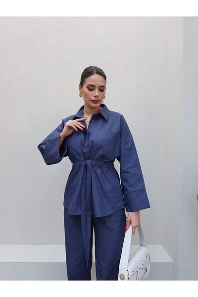 ESRAHELVACI Tie Waist Shirt Pants Set