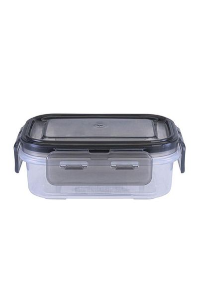 ALSAIF Plastic Food Container With Lid 270 Ml 13X9X5 Cm Rectangle Gray