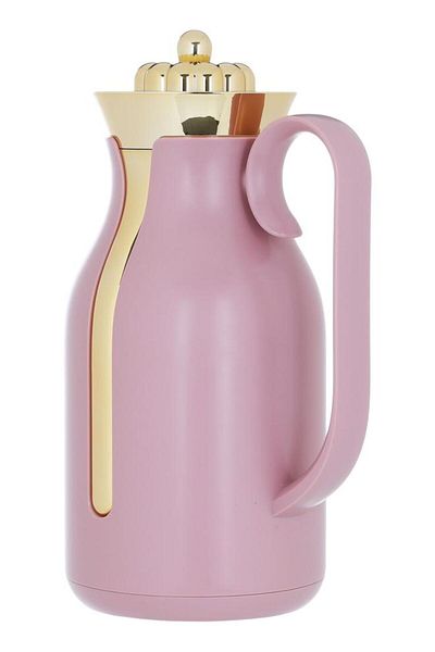 ALSAIF Rayana Plastic Thermos 1 Liter Golden Lid Light Pink