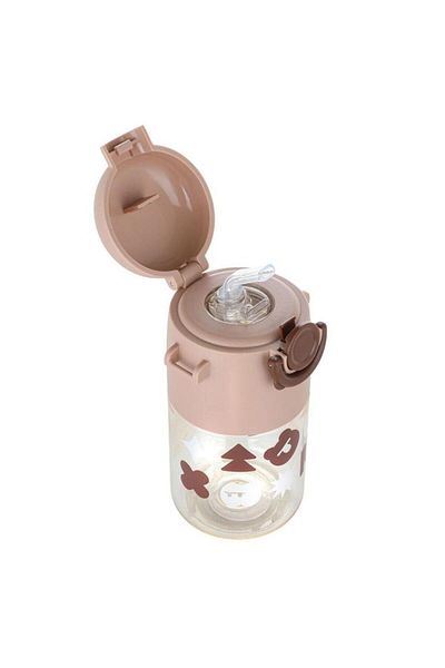 ALSAIF Plastic Water Bottle For Children 650 Ml With Straw Brown