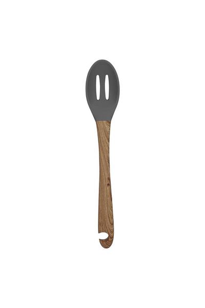 ALSAIF Silicone Serving Spoon With Wooden Handle Gray