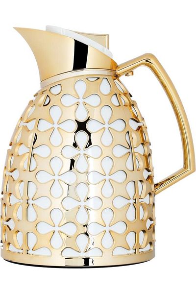 ALSAIF Andalusia Glass Thermos Set 0.75/1 Liter White Gold