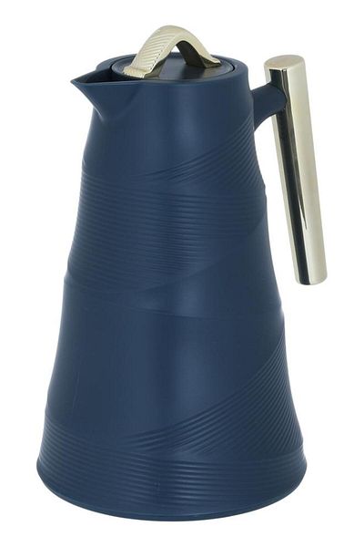 ALSAIF Bamboo Glass Thermos 1 Liter Plastic Body Dark Blue