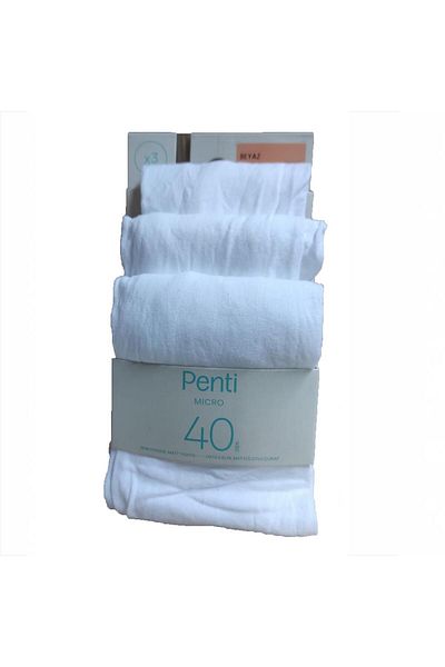 Penti Чорапогащи Pretty Girls Micro 40, бели, 3 броя